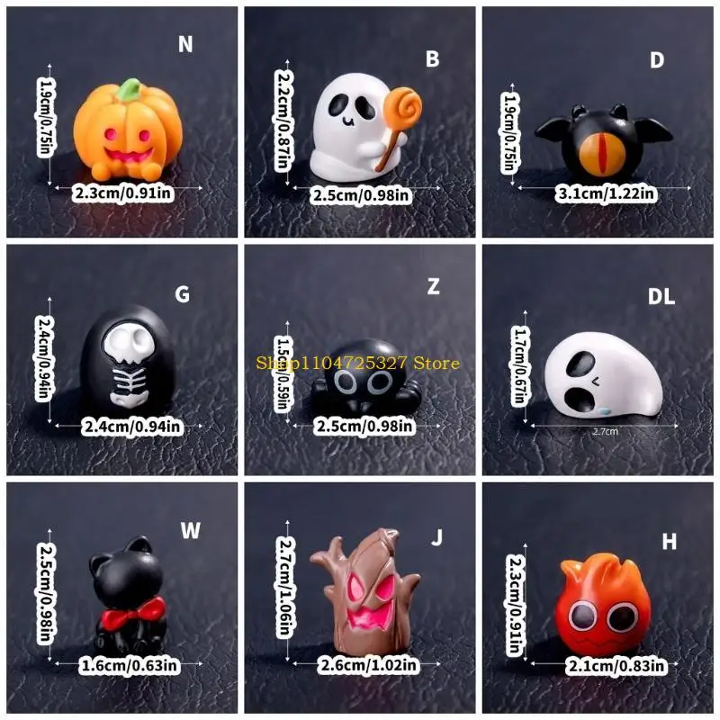 D8KF Festival Halloween Miniatur Patung Resin Labu Ghostly Elf Desktop Figurines