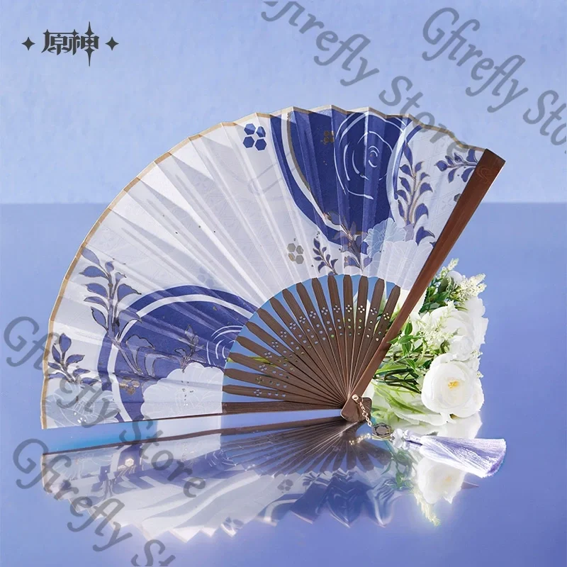 

Genshin Impact Kamisato Ayato Golden silk flour Folding Fan Props Comic-con genuine peripheral Costume Prop Xmas Gift Ornaments