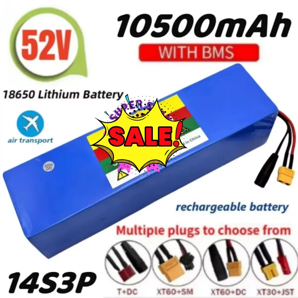 

52 В 10500 мАч литиевый аккумулятор большой емкости со встроенным BMS для электрического скутера мотоцикла 1500 Вт 1000 Вт 18650 14S3P