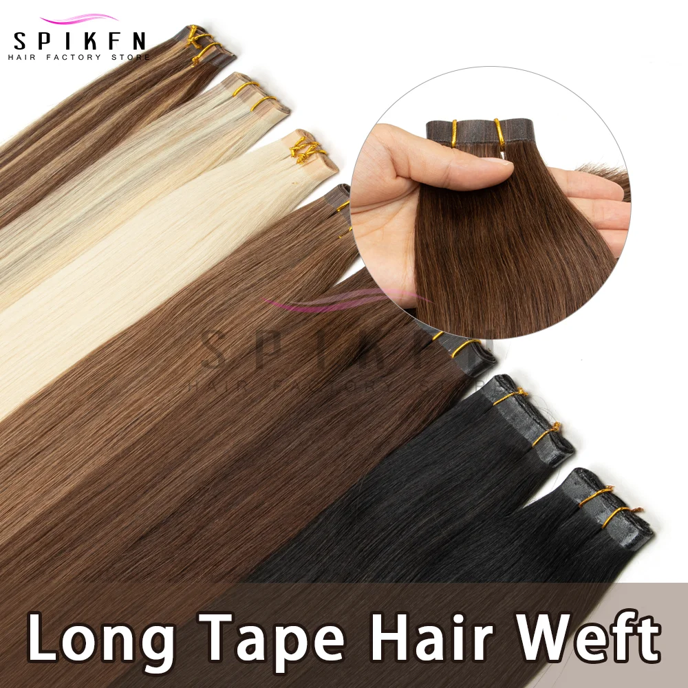 SPIKFN-mechones de pelo de trama de piel sintética de 12 "-20", tejidos destacados, trama de cabello humano virgen marrón oscuro para mujeres sin cinta