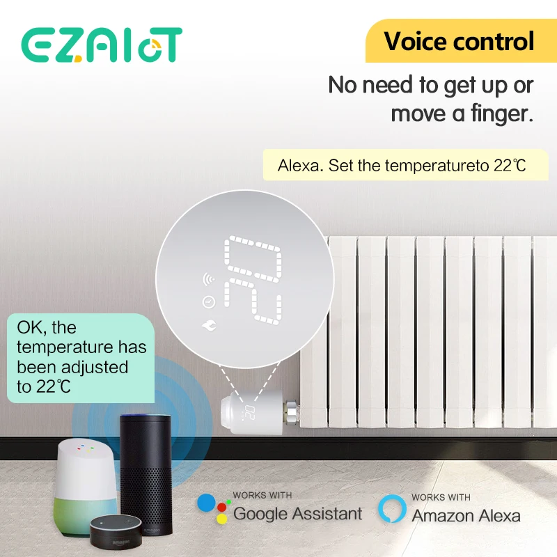 Tuya ZigBee Thermostat Radiator Actuator Smart TRV Thermostatic Valve Head Temperature Controller Voice Alexa Google Home Alice