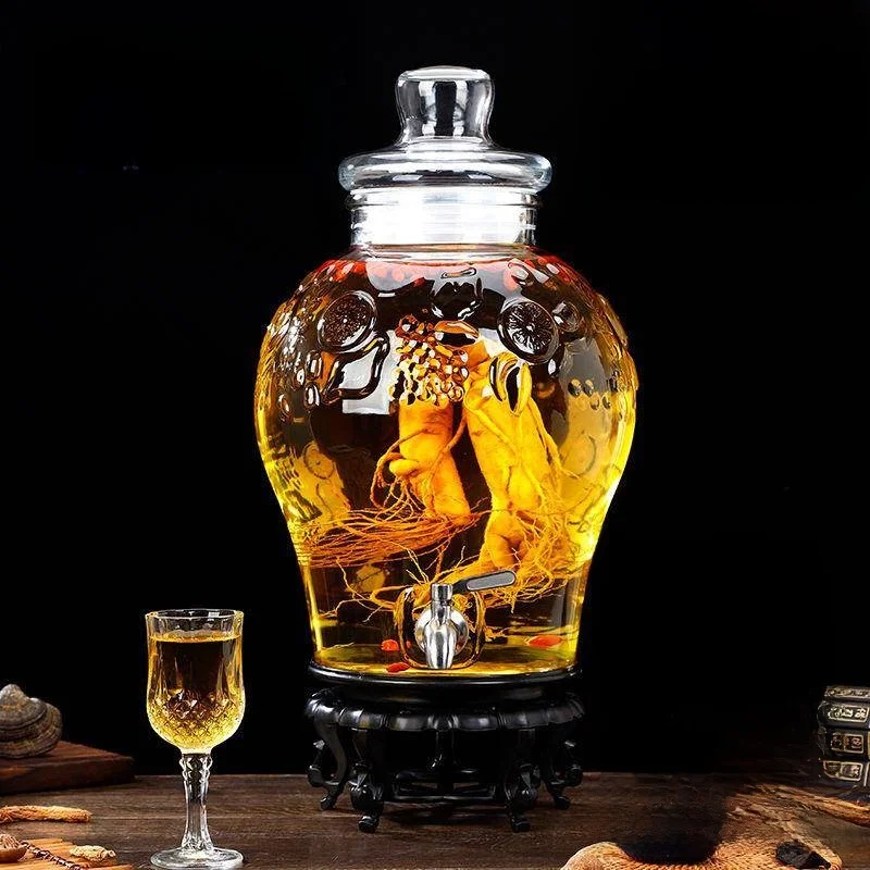 Lead-Free Glass Fermentation Bottle 5kg 10kg with Tap Sealed Storage Jar Kitchen Cooking Utensils Alcohol Brewing Container