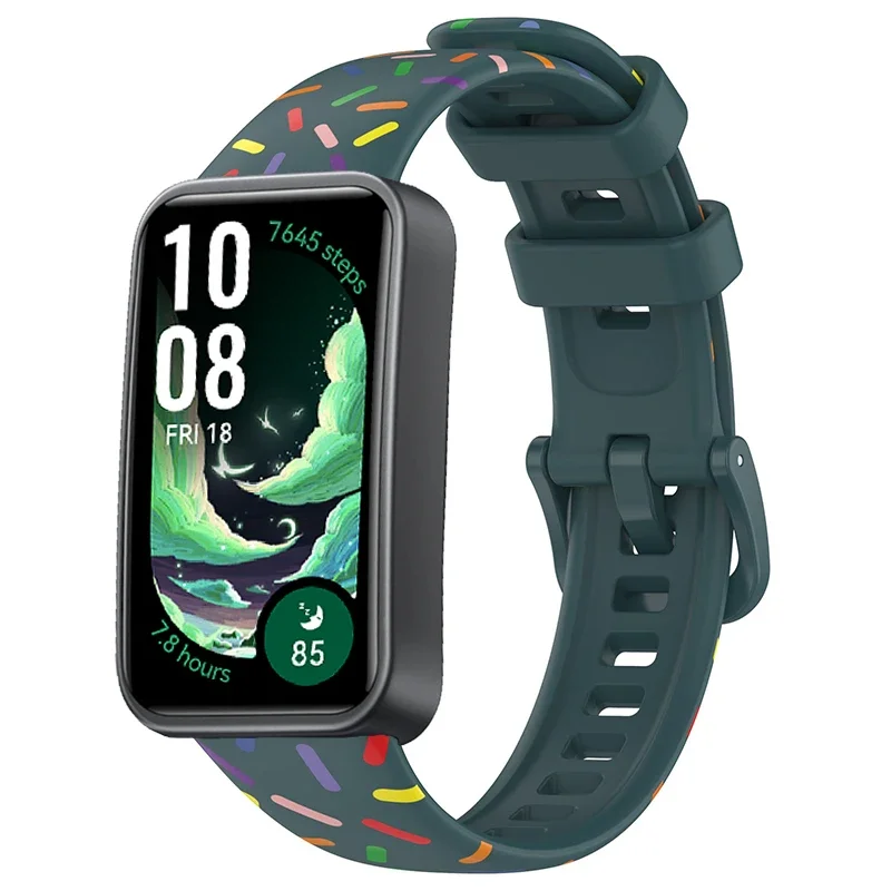 Soft Printed Silicone Band For Huawei Band 10 Sport Breathable Comfortable Fashion Bracelet For Huawei band 9 8 Correa Accessory