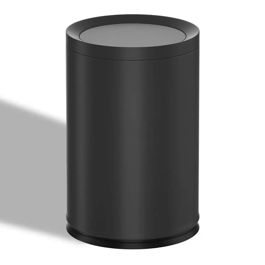 

Металлическая мусорная корзина на 9 литров с крышкой, черная, в стиле легкой роскоши, элегантная, для ванной комнаты, гостиной, дома, спальни, офиса