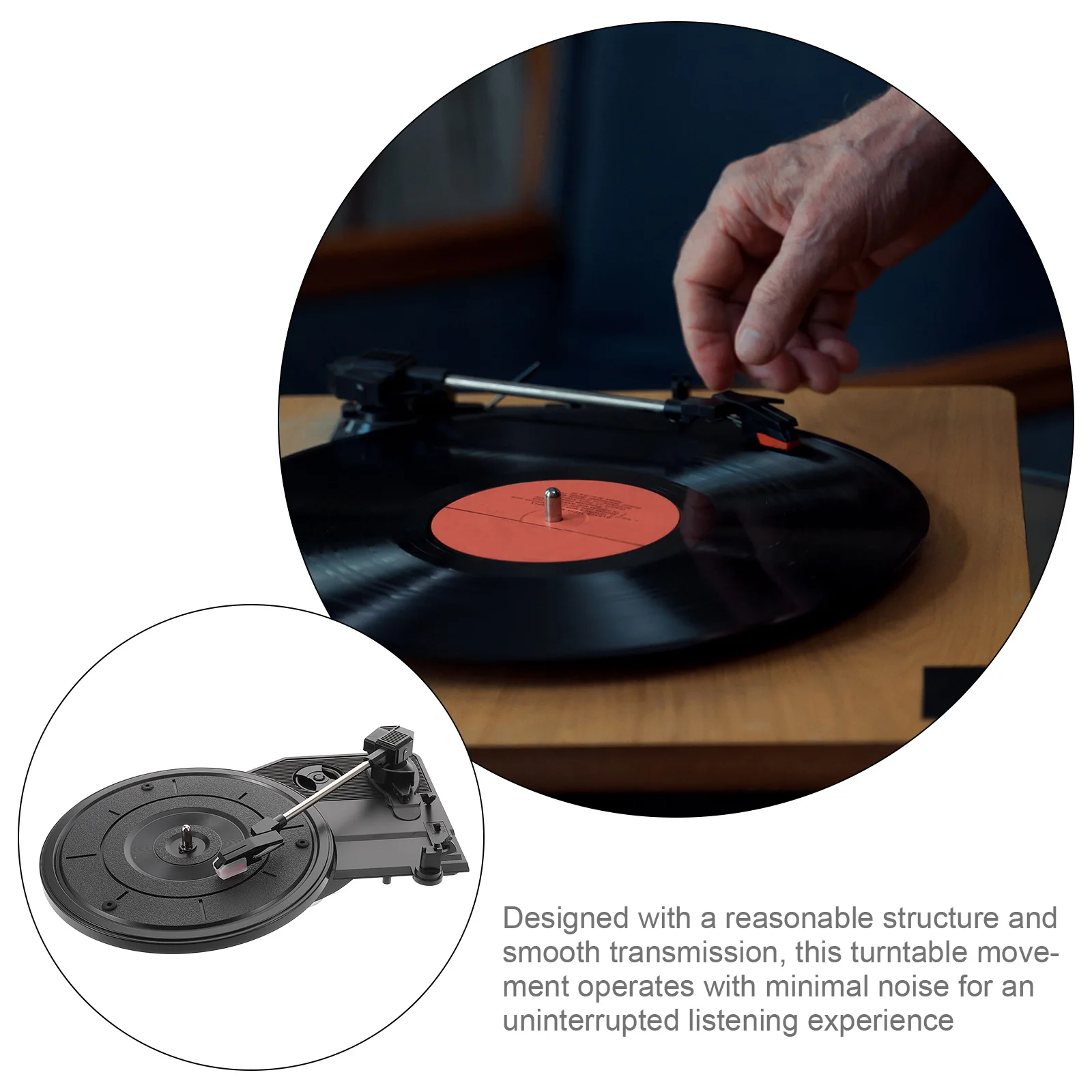 

Large Gramophone Movement Record Player With Built-In Speakers Retro Vinyl Record Player 200mm Turntable For Decor Music Lovers