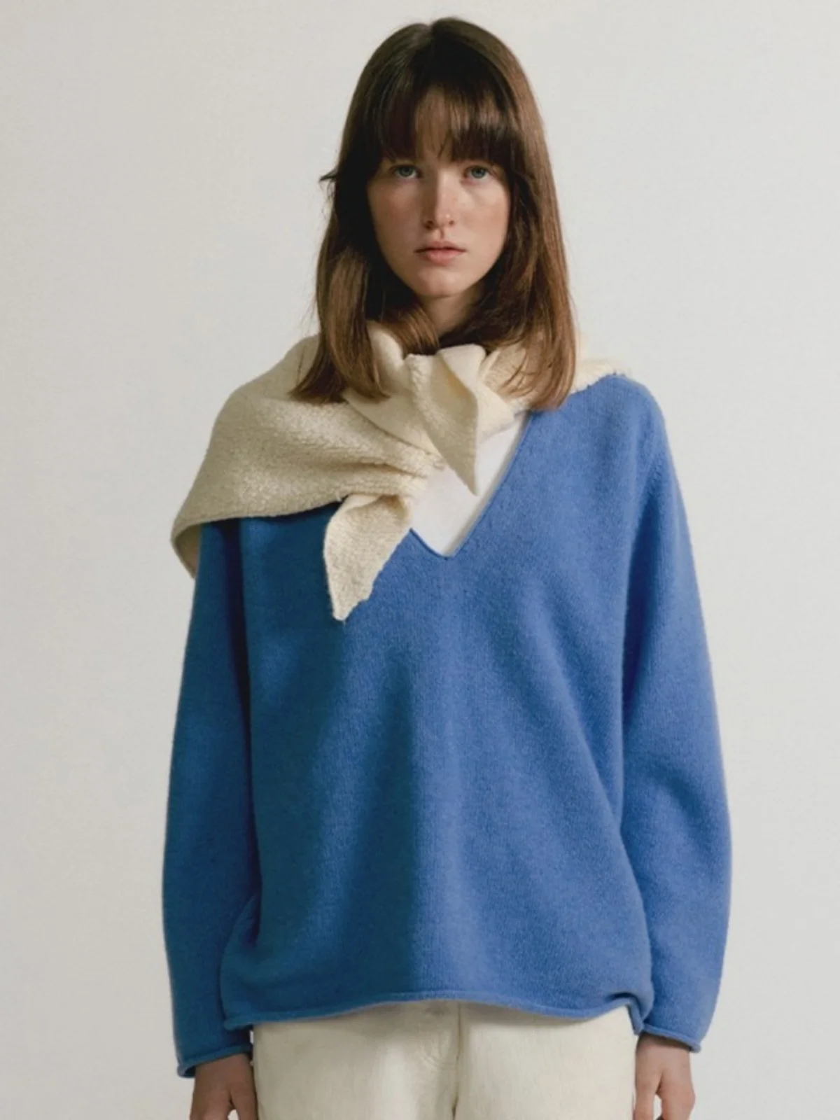 

Women's Wool Knitted Sweater V-Ne Loose Warm Spring Autumn LowClassic Lazy Sle Commute Faion Korean Version Regular Fit