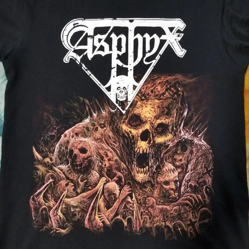 Nuova Popolare Maglietta Asphyx Incoming Death Black Full Size Ag-image
