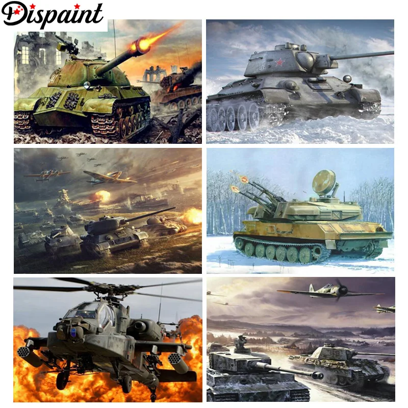 

Dispaint Full Square/Round Drill 5D DIY Diamond Painting "Tank plane scenery" 3D Embroidery Cross Stitch 5D Home Decor Gift