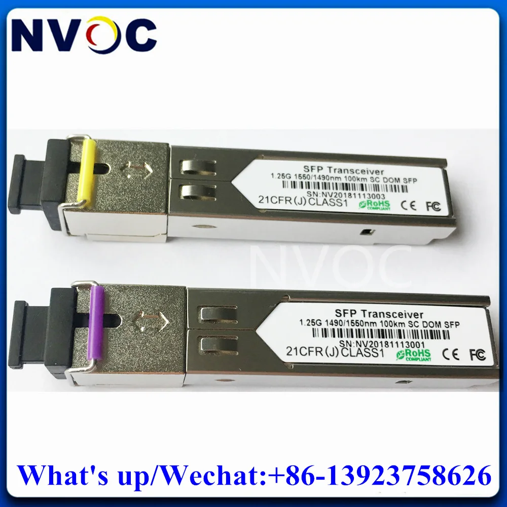 2Pairs 1.25G Simplex SMF BIDI 100KM 1490nm/1550nm WDM LC/SCConnector DDM DOM SFP Module Single Fiber Optical Transceiver