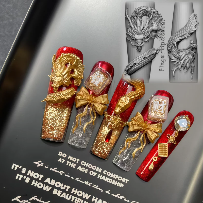 Neue Dominant Dragon King Nagelkunst-Form 3D Silikon Professionelles Nagelstudio-Dekorationswerkzeug für Nageldesign – Detail 1