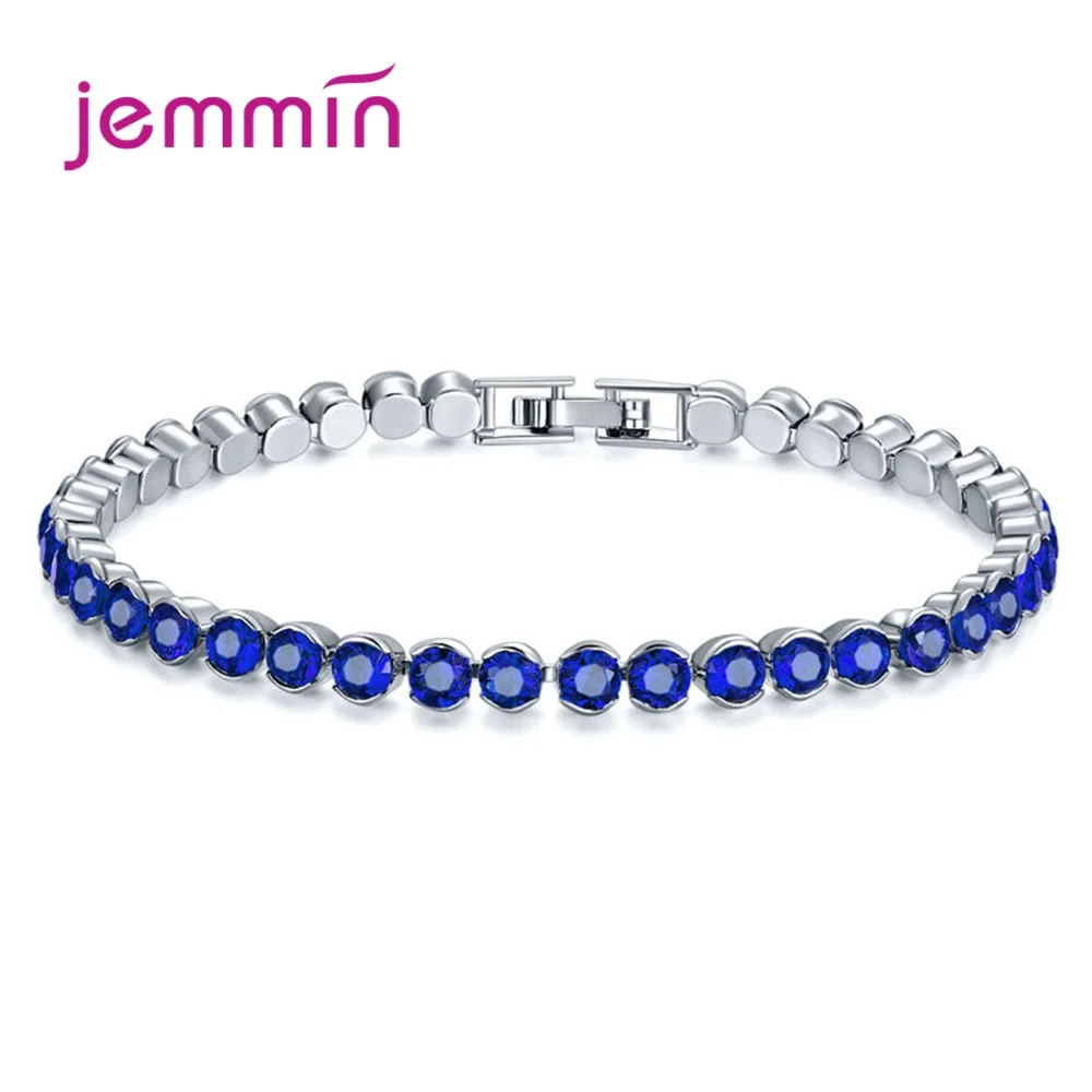 New Shinning Crystals Zircon Tennis Chain Bracelets Woman Fashion 925 Silver Wedding/Engagement Jewelry CZ Bangles 19cm