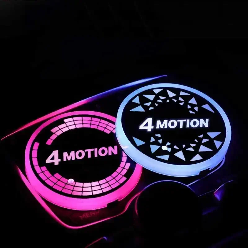 Colorful Changing Lights LED Car Water Cup Pad USB Luminous Coaster for 4 Motion Interior Accessories