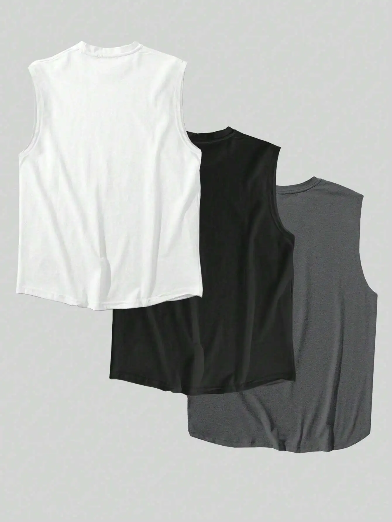 

Men Summer 3-Pack Solid Color Round Neck Casual Sleeveless Tank Tops