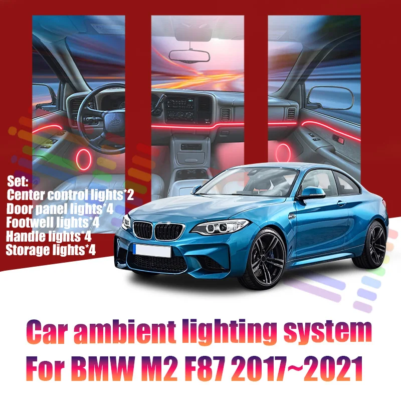 

For BMW M2 F87 2017~2021 Car LED Ambient Lamps Colorful Atmosphere Lights AutoInterior Neon Strip 64 RGB Lighting
