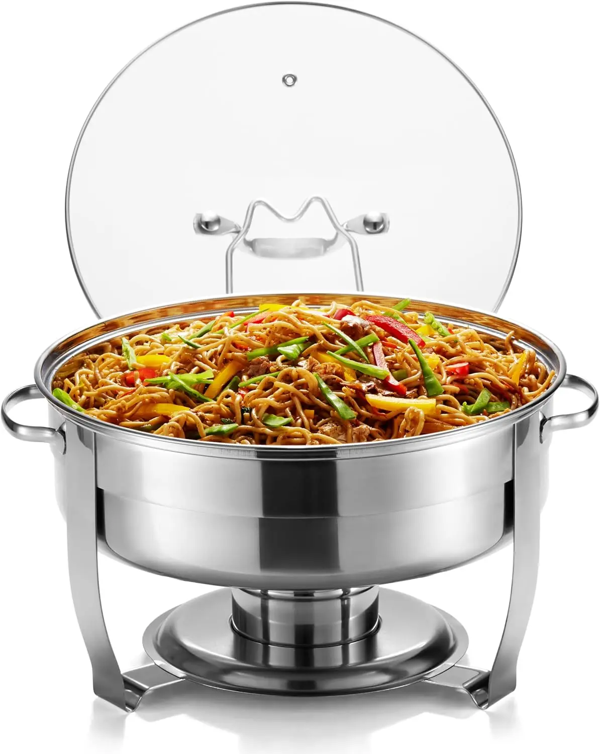 4.5 Qt Stainless Steel Chafing Dish Set with Glass Lid, Buffet Food Warmer for Parties, Catering & Dinners