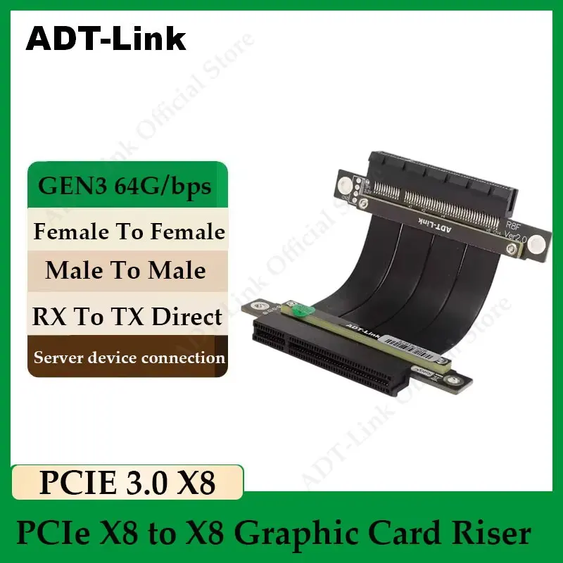

ADT-Link PCI-E 3.0 x8 к x8 Удлинительный кабель «мама-мама» сигнала RX к TX Прямой гибкий адаптер Серверные переходники для графического процессора