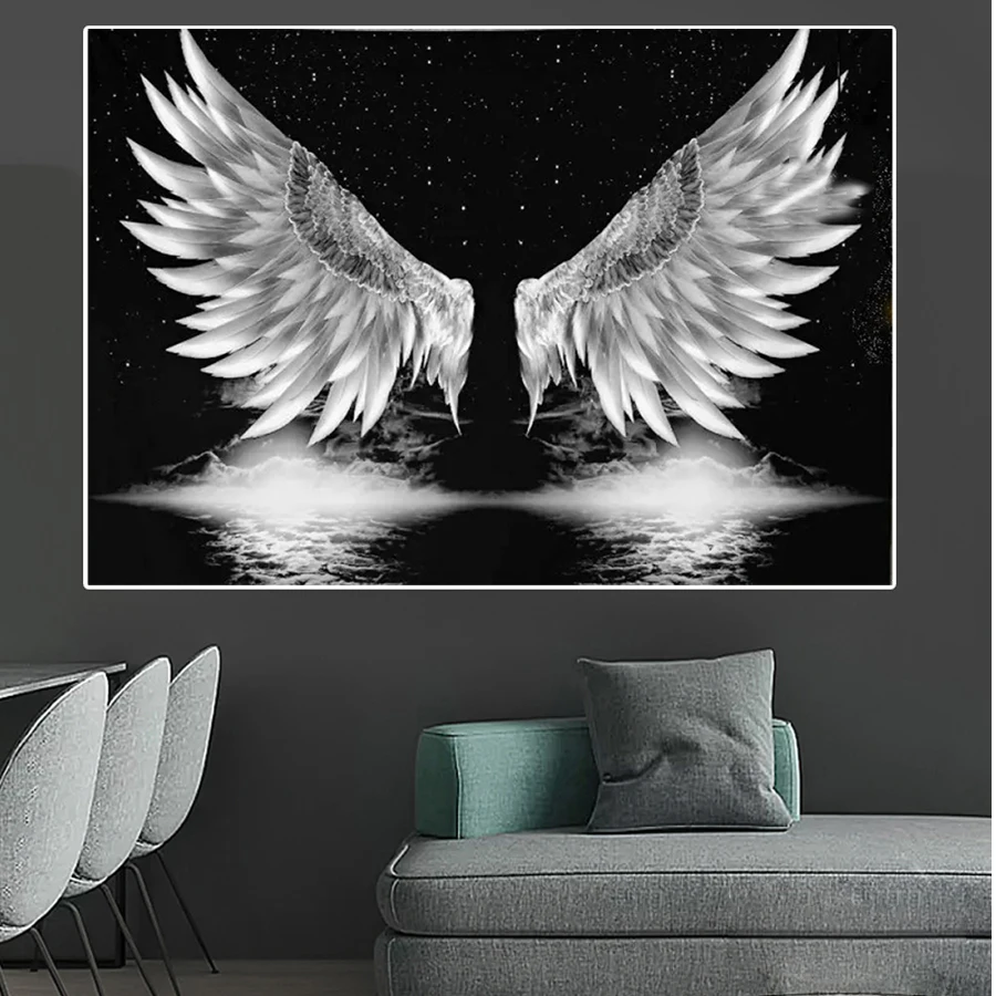 Diamond Painting Black and white beautiful Boho fun hippie angel wings Full Diamond Mosaic Sale diamond Embroidery Cross Stitch