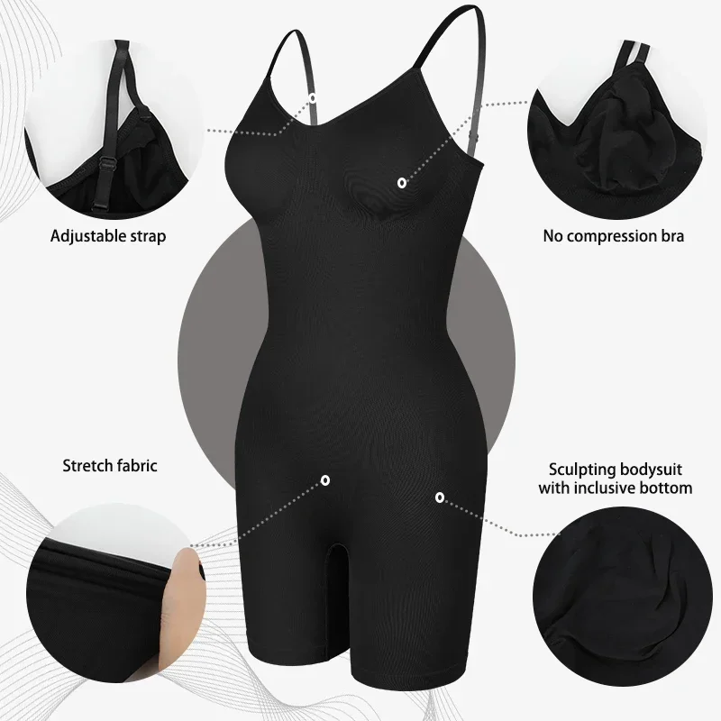 Nuevo Body moldeador para mujer, camiseta sin mangas con Control de barriga, moldeador de cuerpo completo, pantalones cortos antirozaduras, entrenador de cintura adelgazante, levantador de glúteos