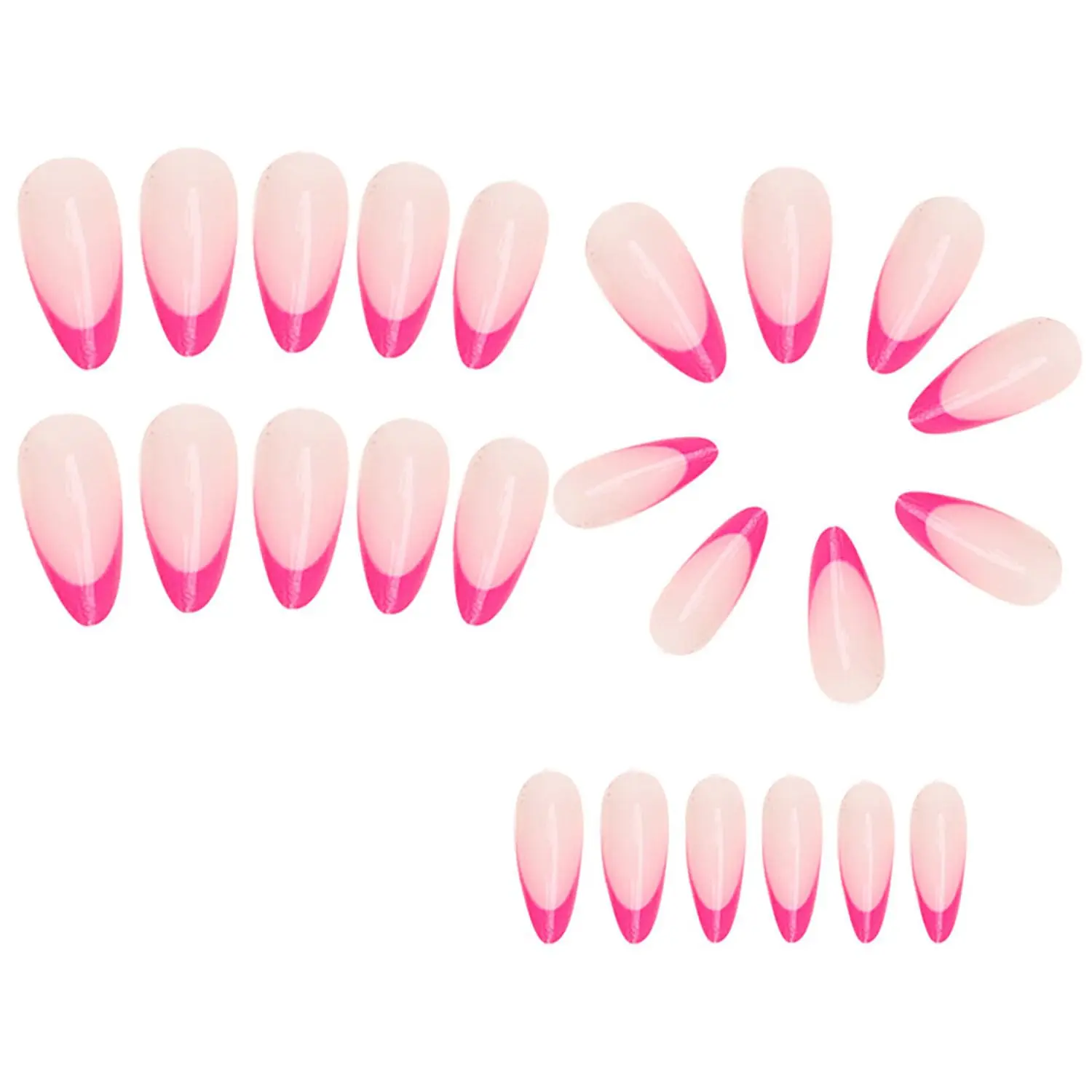 24-teiliges Set für sofortiges Makeover mit roten französischen Mandel-Kunstnägeln, 1 Nagelfeile & 1 Nagelkleber-Aufkleber-Set – Detail 32