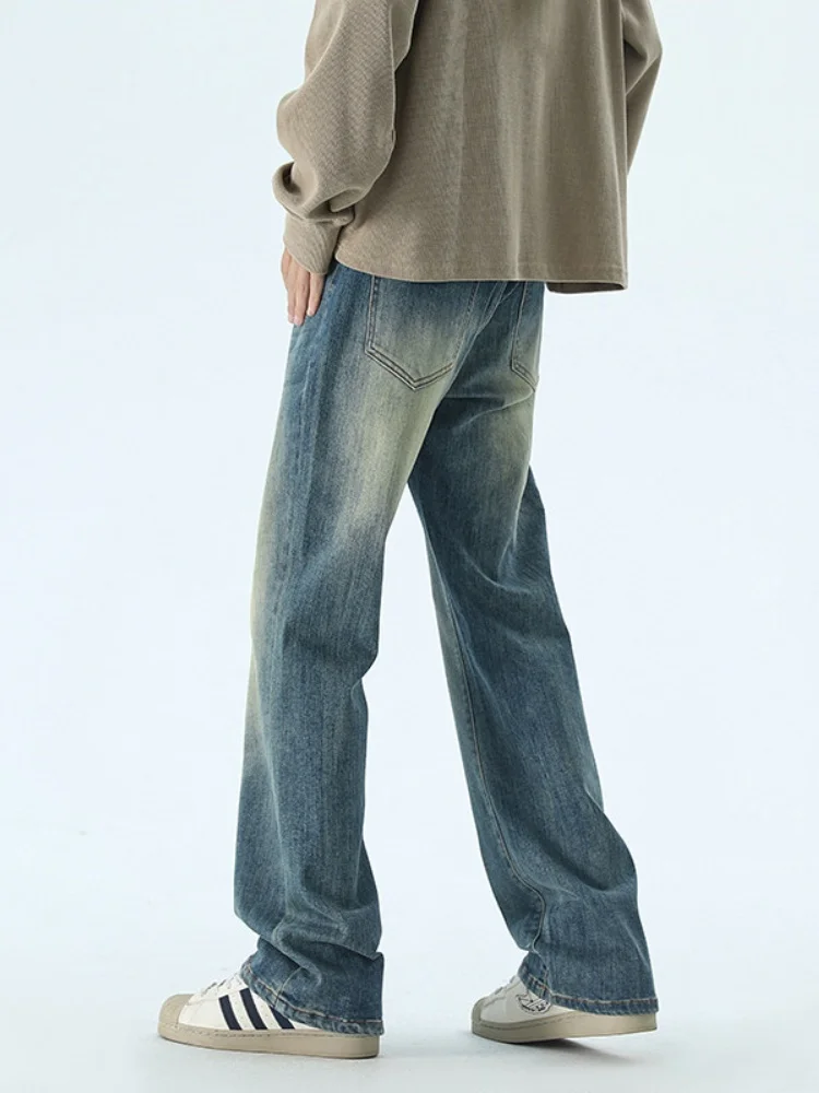 

Waed Vintage Men's Straight Leg Jeans Spring Autumn Loose Wide Leg Pants American High Street Cleanfit Trousers