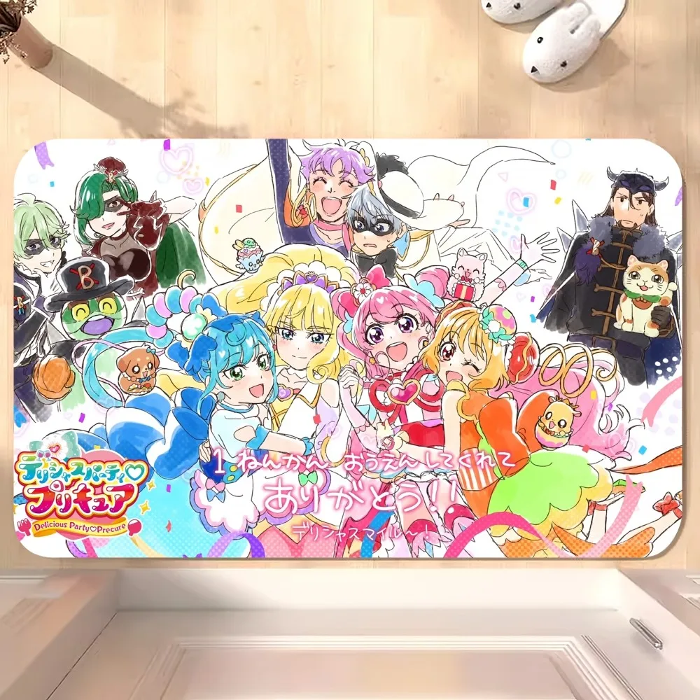 bilibili Anime Delicious Party Pretty Cure Floor Mat Bedroom Kitchen Door Bath House Super Absorbent Foot Non-slip