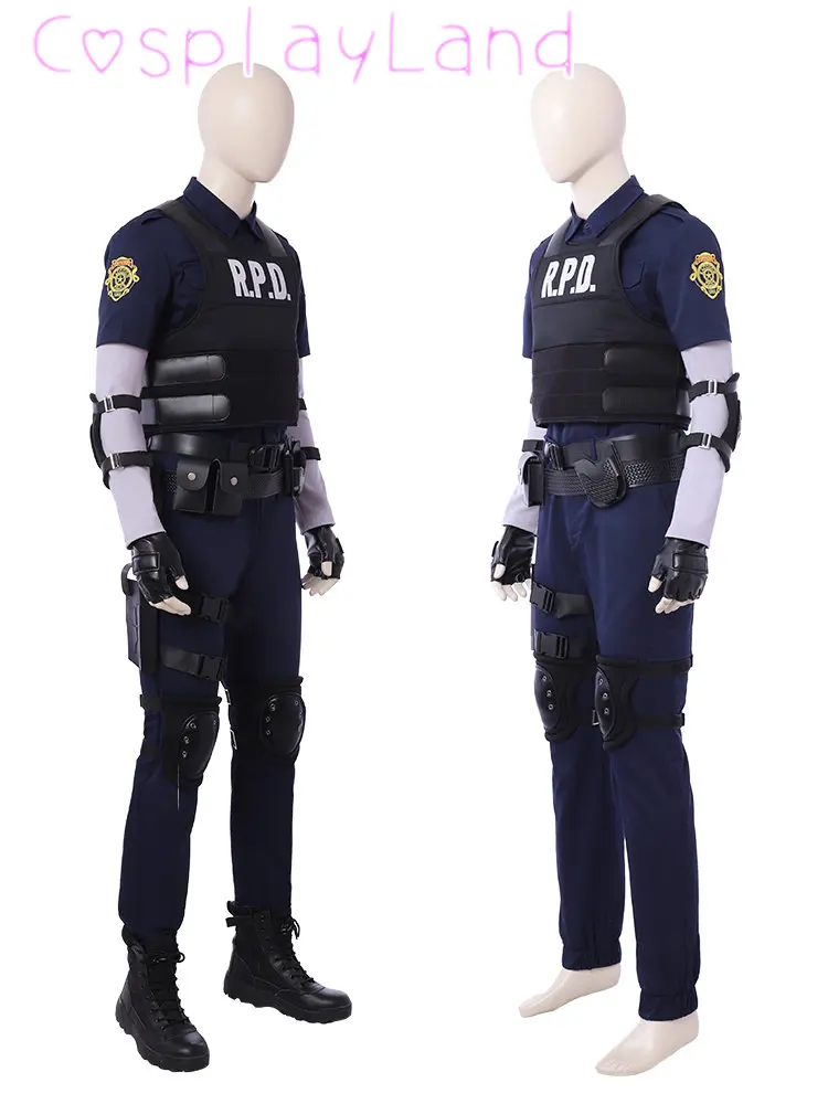 Game RE 2 Remake Cosplay Leon Scott Costume Halloween Carnival Police Officer Outfit With Accessories For Adult Men Suit