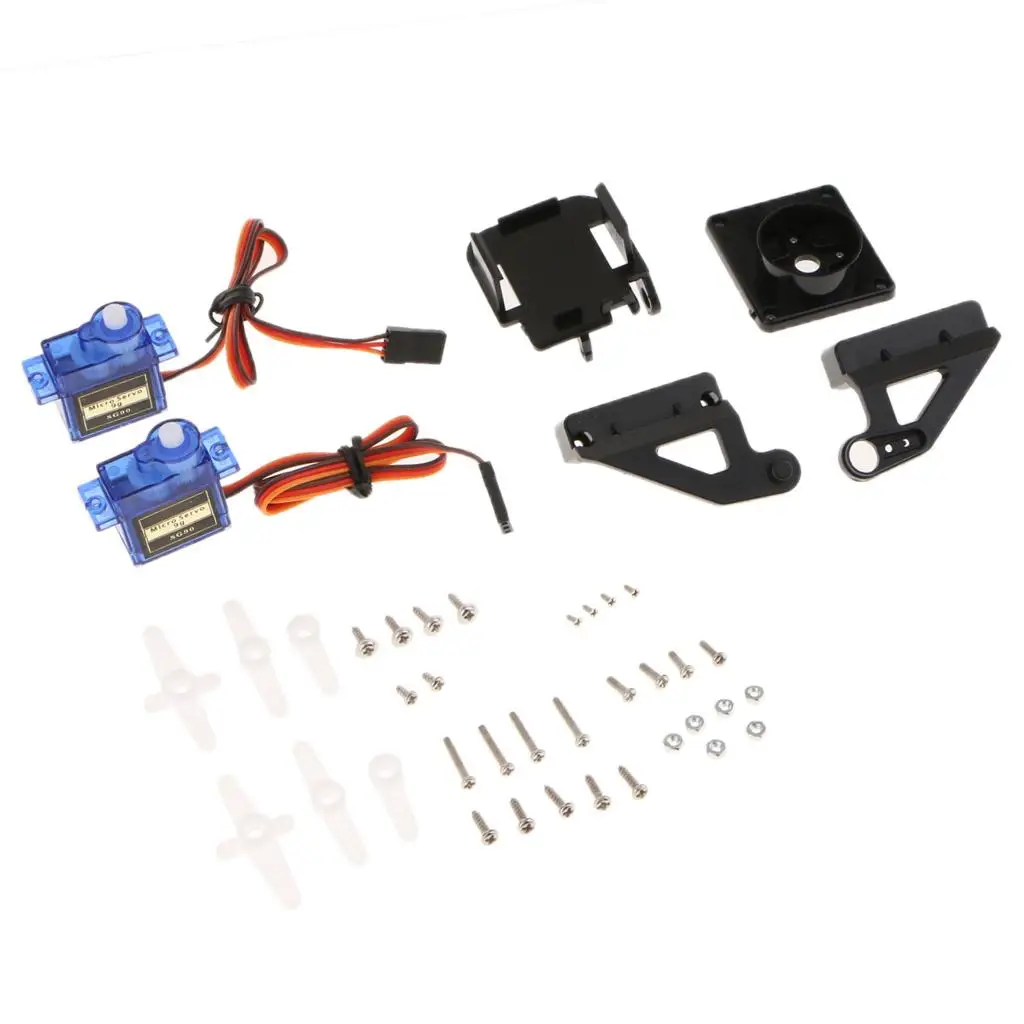 2 buah Motor Servo + kit braket FPV untuk mainan pesawat helikopter Robot