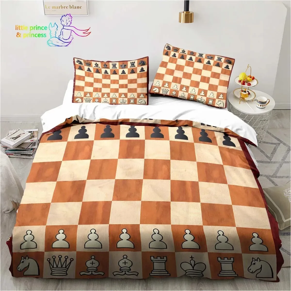 Funny Chess Board Bedding Set Single Twin Full Queen King Size Bed Set Adult Kid Bedroom 3D Printed Bedding Gift