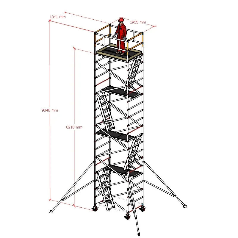 Escadas de torre de andaime móvel de 6M 12M Andaime de alumínio Andamio de alumínio para construção
