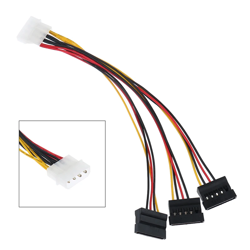 New 1pc 4Pin IDE Molex To 3 ATA SATA Power Splitter Extension Cable Connectors