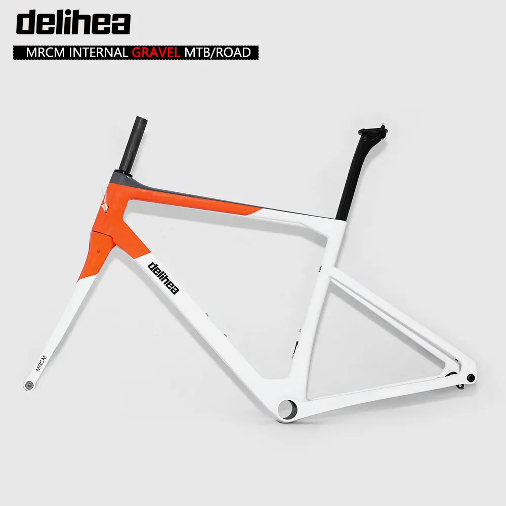 delihea MRCM-Full Carbon Gravel Bike Frame,Thru Axle,Flat Mount Gravel Frame,BB386,47 50 53 56CM,Europe DPD