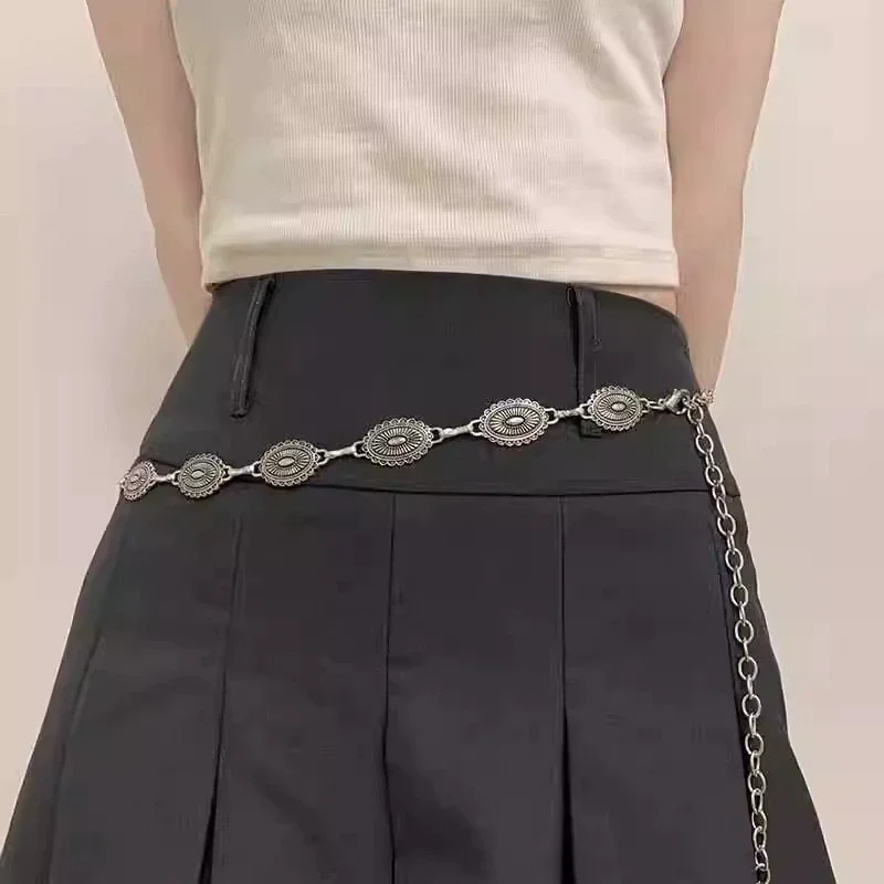 Retro Versatile Ethnic Style Metal Bohemian Waist Chain Belt For Women Fashion Sweater Chain Waist Seal Body Decor Accessories