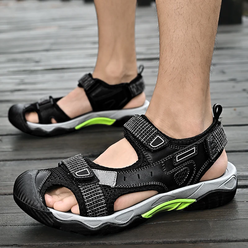 New Summer Men\'s Sandals Outdoor Roman Casual Shoes Wading Sandals Flat Non-slip Sneakers Men\'s Beach Sandals Big Size 38-46