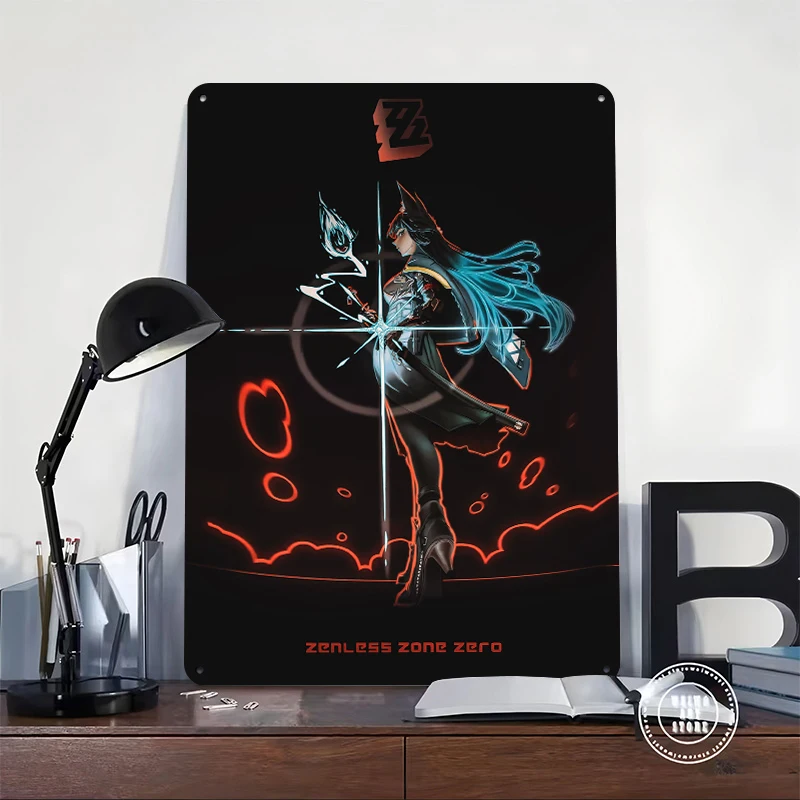 Zenless Zone Zero Character Art Tin Poster Customized Wall Art Retro Vintage Metal Signs for Fans Room Modern Home Decoration