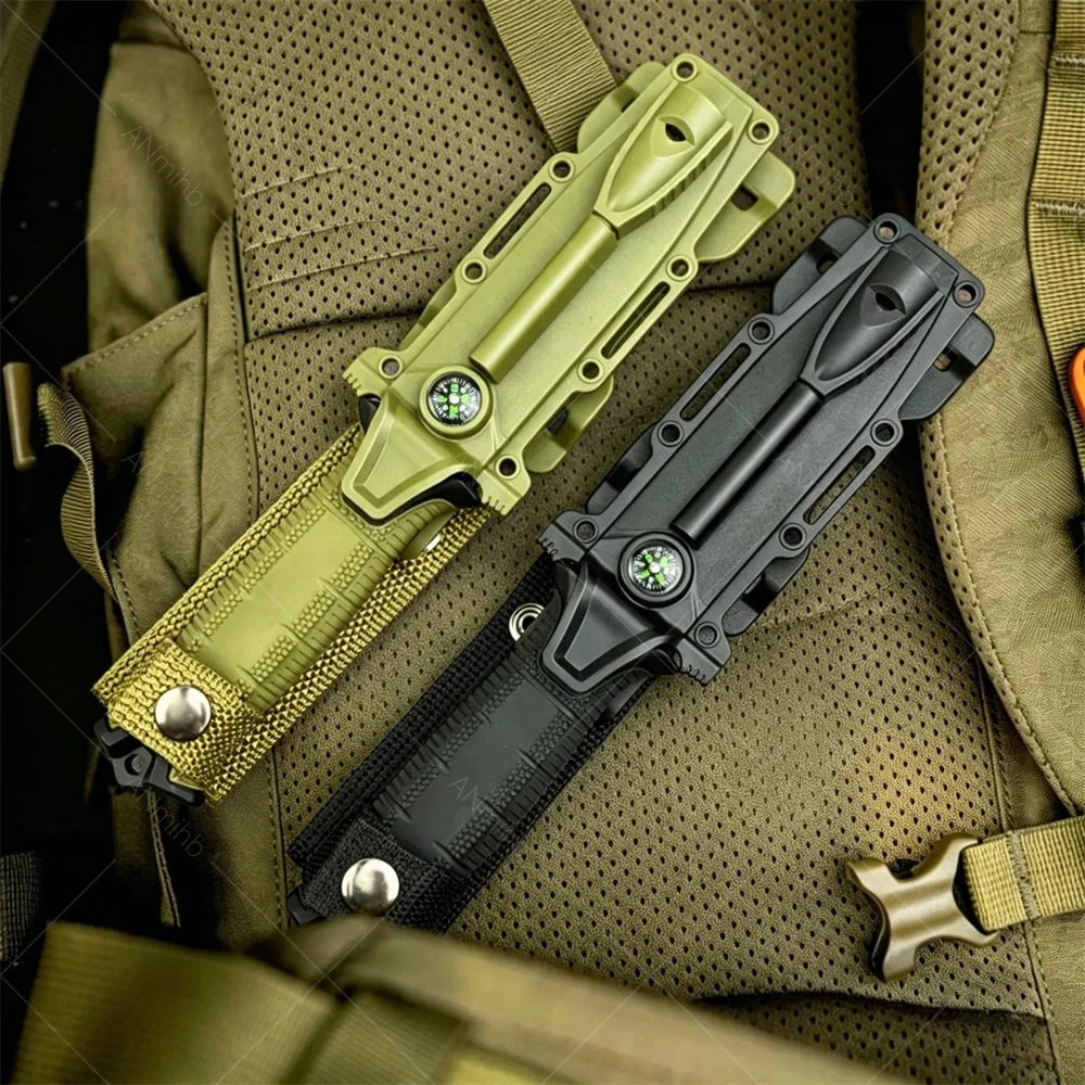 Outdoor Adventure Straight Knife New Outdoor Fixed Knife Top Quality Knives 8Cr13MoV Blade Rubber Handling Utility EDC Tool