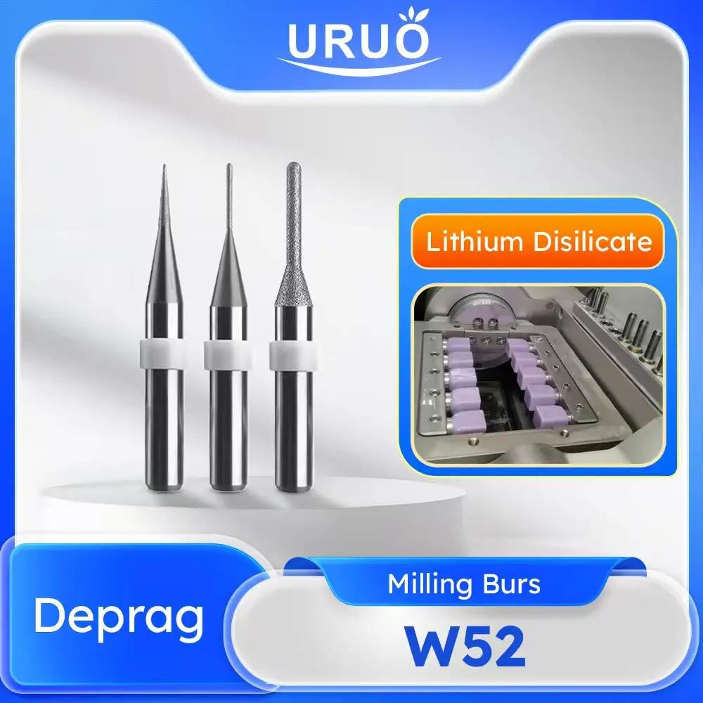 Deprag W52 Dental Milling Cutters for Grinding Lithium Disilicate D6 Shank 45MM Length 0.6/1.0/2.5MM Dental Grinding Tools