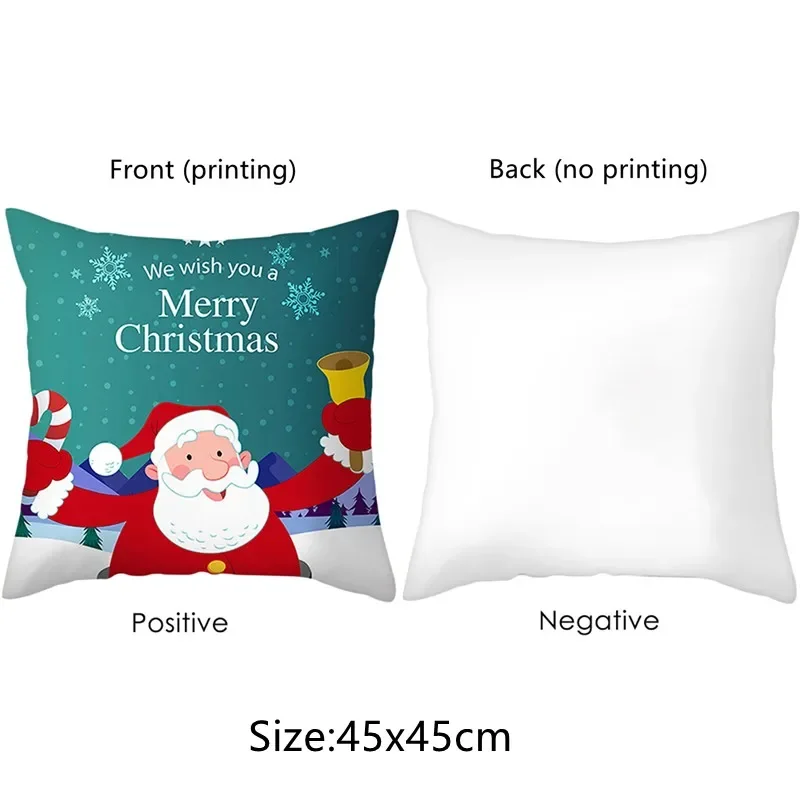 Home Decoration Christmas decoration green -red house Santa Claus  printed pillowcase cushion cover Decoración navideña