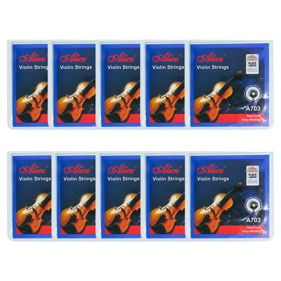 Alice 10 Sets A703 Violin Strings Plated Steel Alloy Winding With 4 pieces Strings Set E/A/D/G Using Violin Strings Full Size