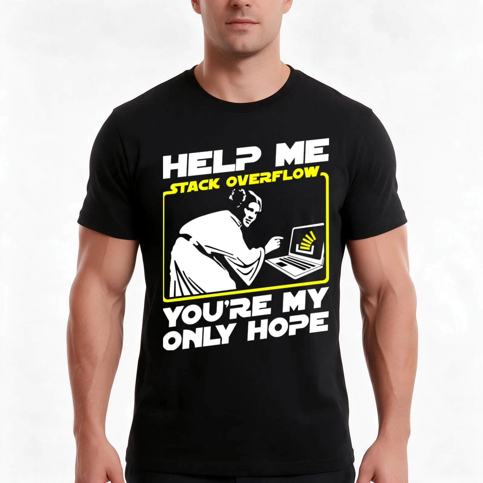 Help Me Stack Overflow You’re My Only Hope T-Shirt Summer Casual Cotton Tee Oversized Streetwear Tops Vintage Graphic Print