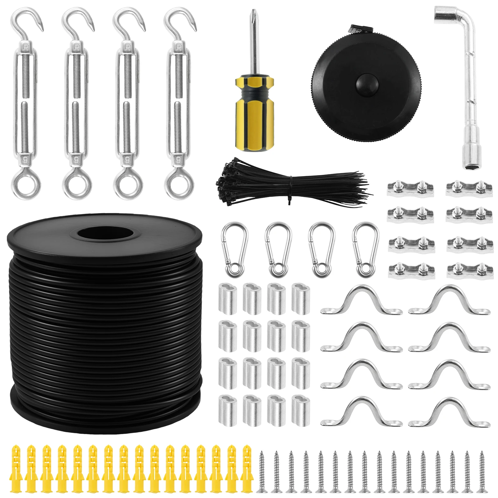 

50 м комплекты кабельных веревок из нержавеющей стали, сверхмощный проводной кабель, перила для балкона, садовый фермерский забор, палатка, рулон с ПВХ-покрытием