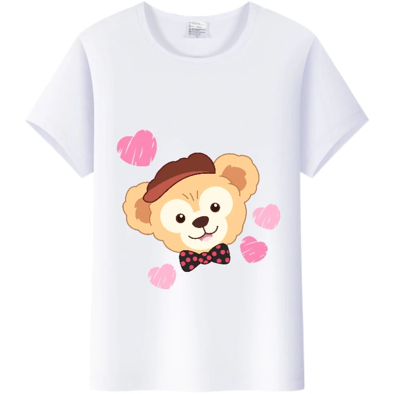 Cute Disney Cartoon Tees The Disney Bear Duffy Women Summer Tops Short Sleeve T-Shirts White Men Clothes Streetwear Y2K Blouses