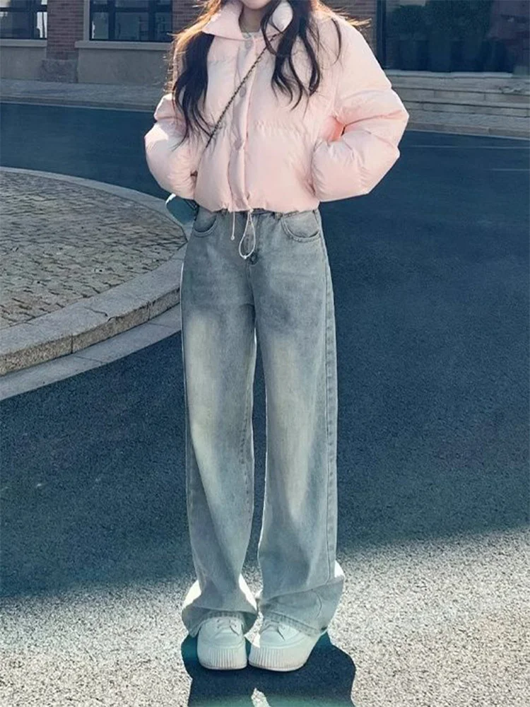 

Jeans For Women High Waist Button Fly Zipper Closure Belted Buckle Adjustable Waistband Basic Simple Fall Spring Autumn Wear