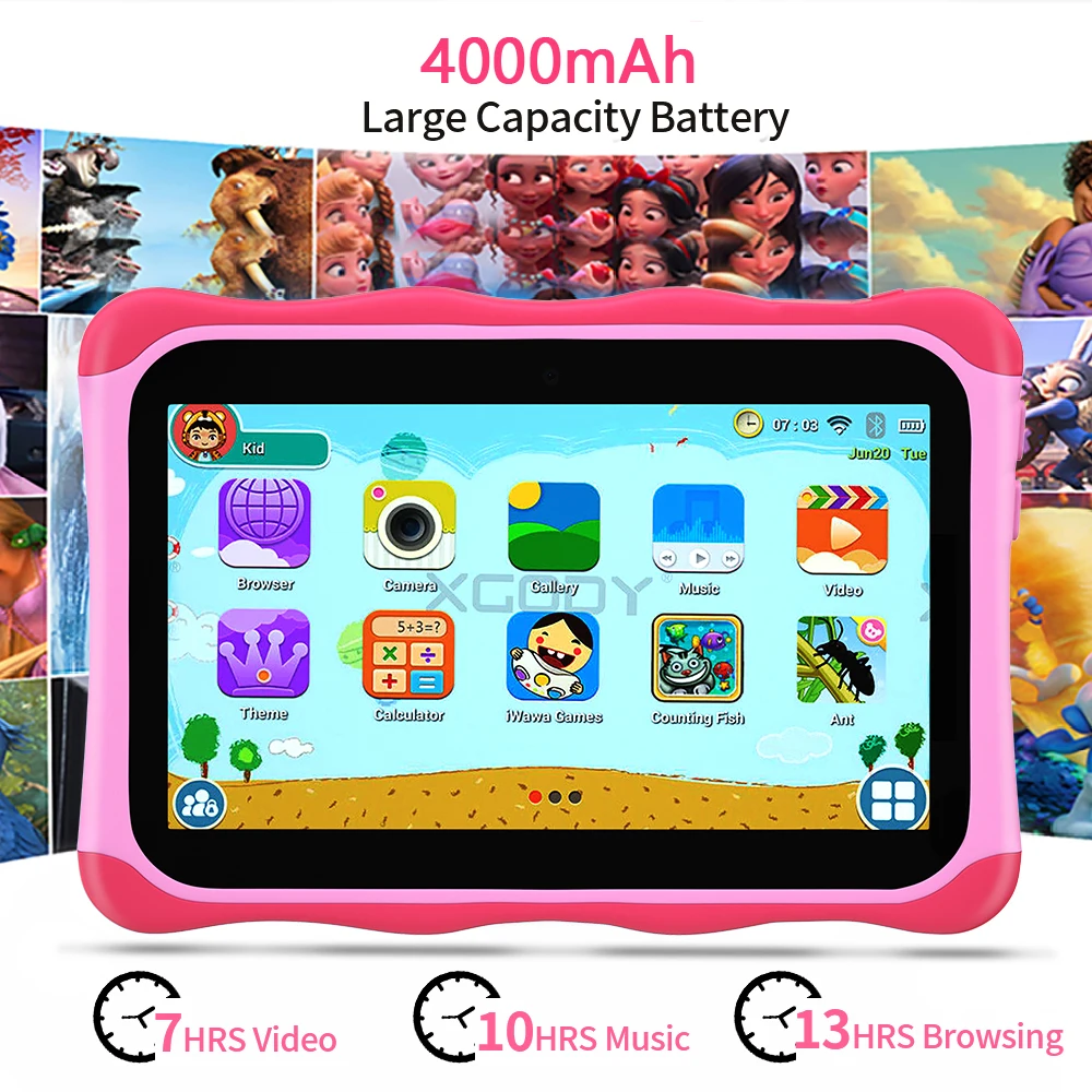 Sauenaneo's New cartoon dolphin children's Android Tablet Android 9 4GB RAM 64GB ROM WiFi Bluetooth Educational Game 4000mAh