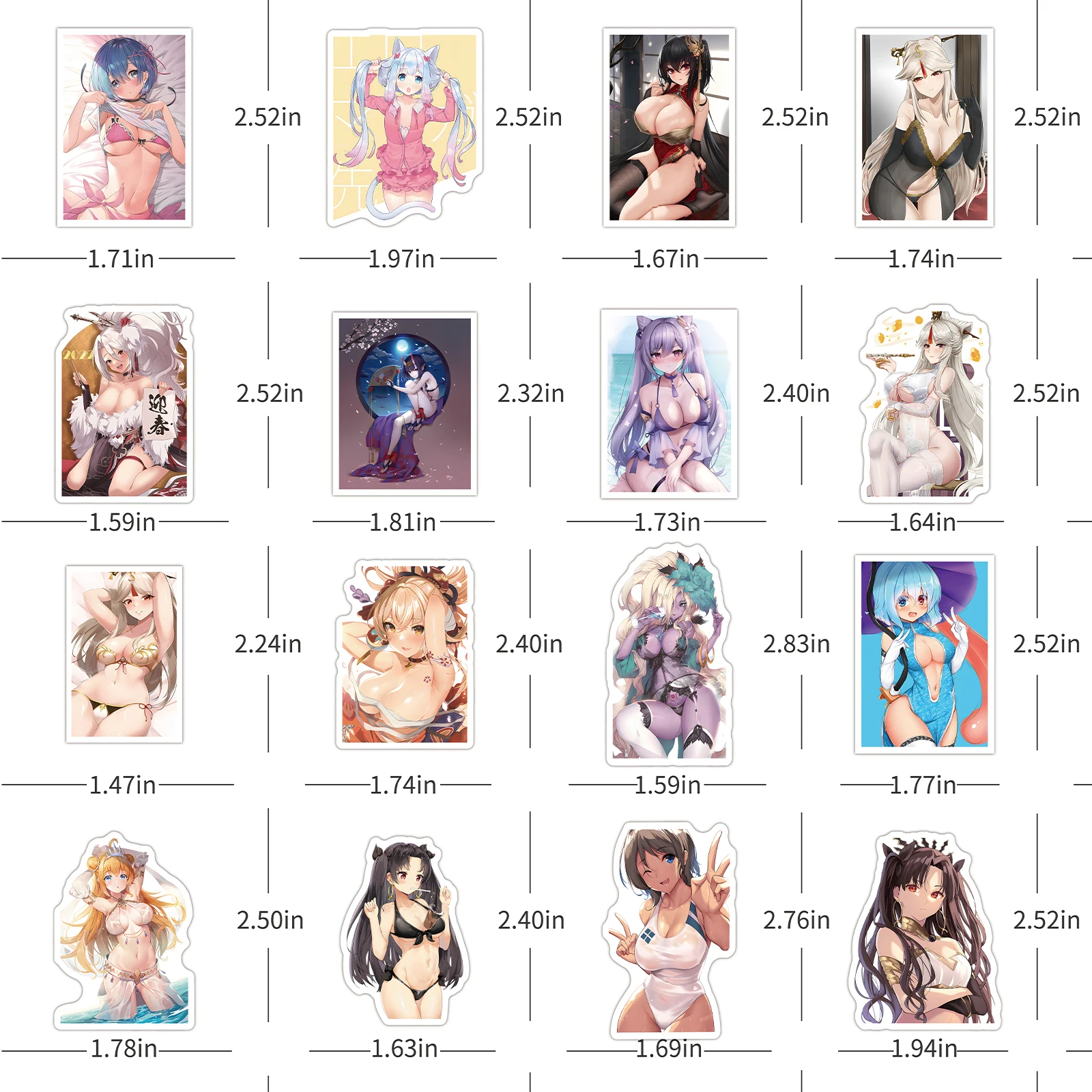 50pcs Cartoon Sex Two-dimensional Anime Heroine Genshin T Hentai Waifu Exclusive Stickers