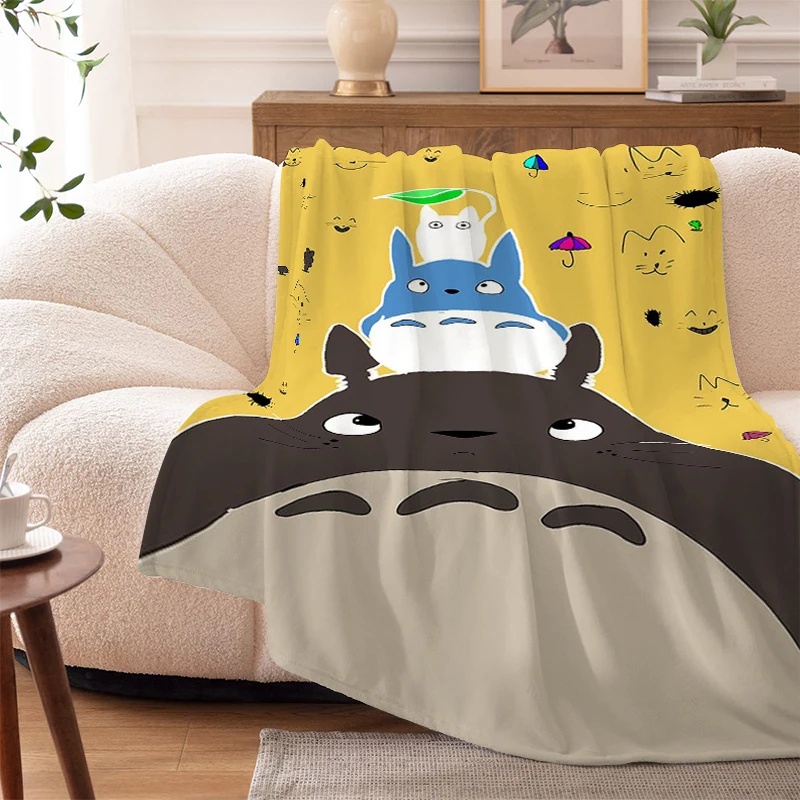 Winter Warm Sofa Fleece Camping Nap Blanket T-Totoros Double Bed Anime Cute Fluffy Soft Blankets King Size Microfiber Bedding