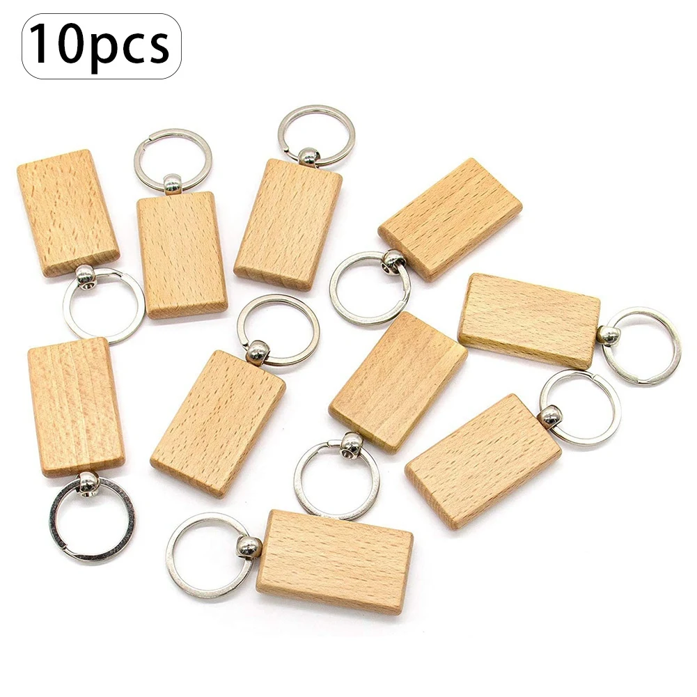 10Pcs Blank Wooden Key Chain Wood Keychain Key Ring Key Tags Personalized EDC or Best