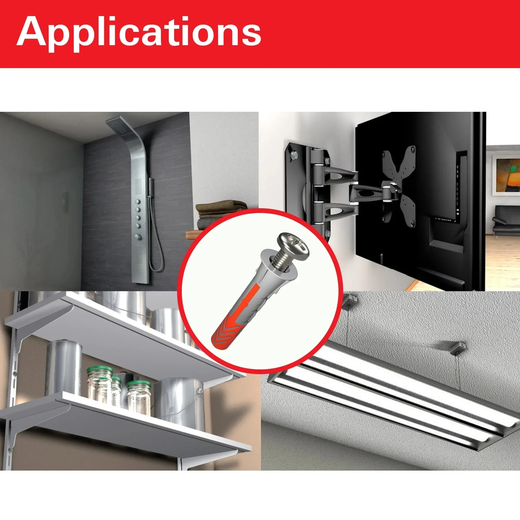 Hillman 376473 Contractor Strength Anchors, Red, Nylon, New, 45 lb (#8-10 x 1-3/16"), 18 Pack