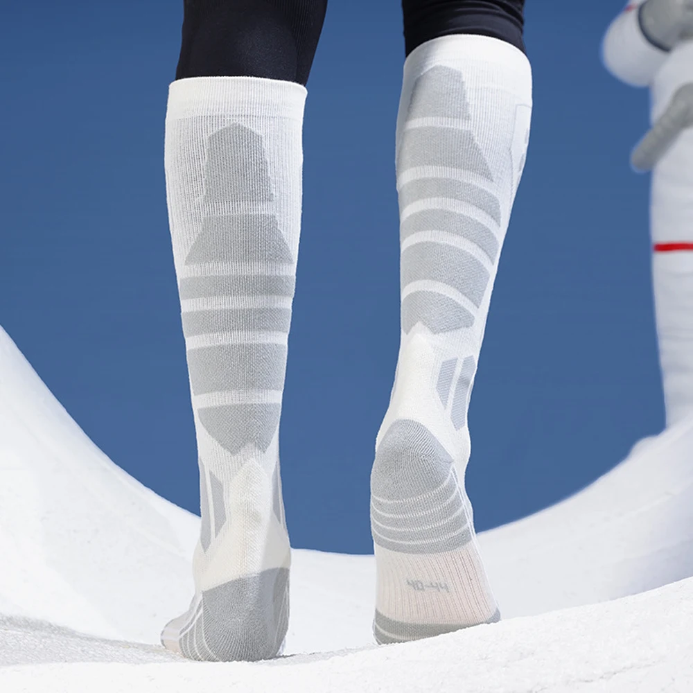 جوارب تزلج صوفية حرارية للرجال والنساء ، جوارب ضغط طويلة دافئة ، المشي لمسافات طويلة ، التزلج على الجليد ، التسلق ، الرياضة في الهواء الطلق ، الشتاء ، زوج واحد