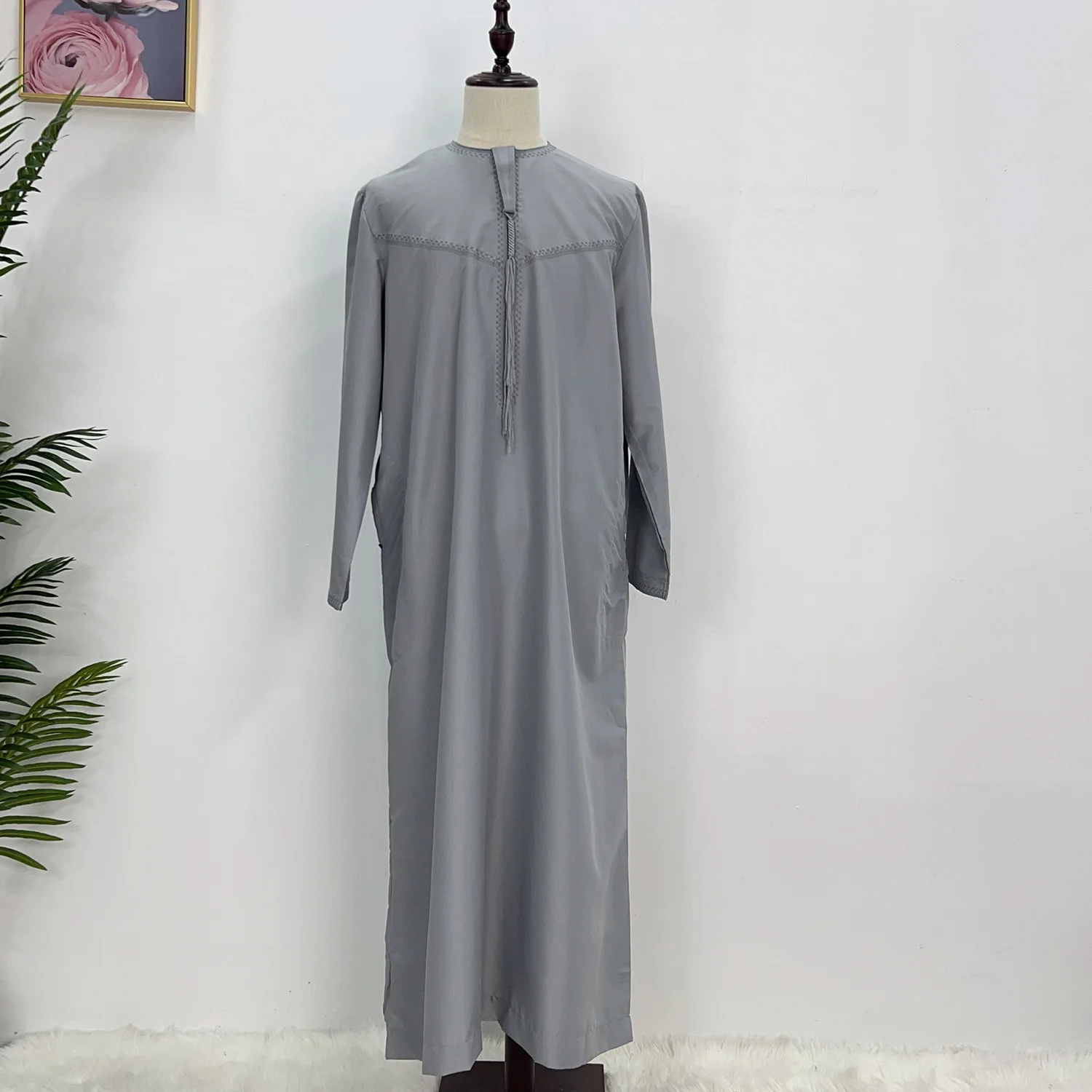 Homens muçulmanos manga longa pulôver vestido abaya daffah jubba thobe árabe saudita kaftan islam roupas oração robe disdasha ramadan