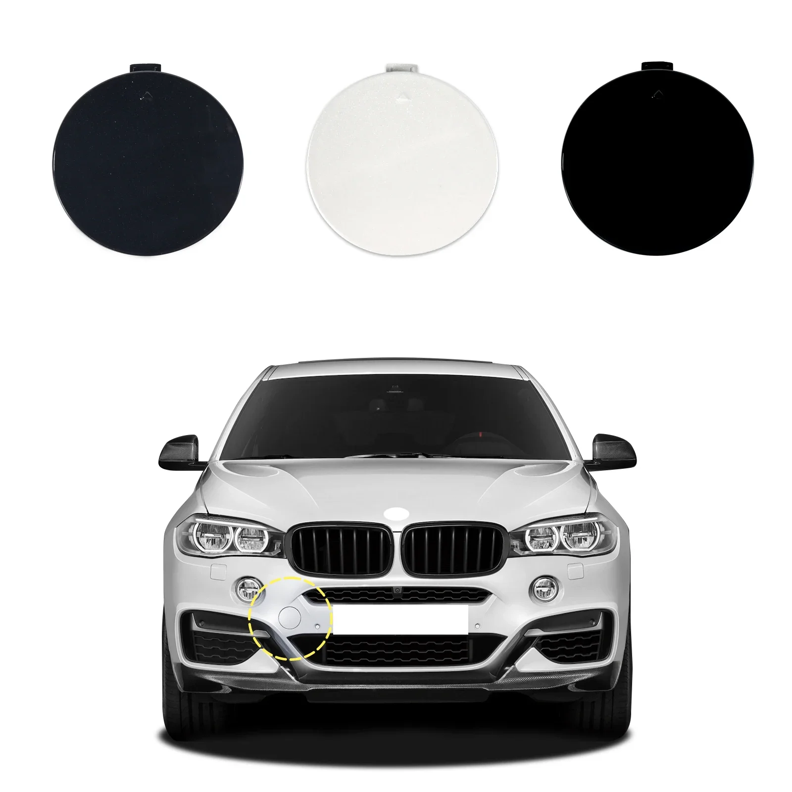 

Front Bumper Tow Hook Cap Towing Eye Cover For BMW X6 M Aerodynamics Sport F16 Fit 28iX 30dX 35iX 40dX 2015 -2019 51118065933